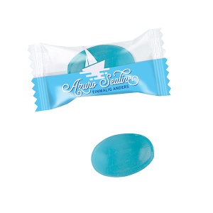 Bonbon bleu en flowpack, Maxi oval