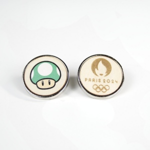 Pin's ROND Bois 25 mm Argent - France 2