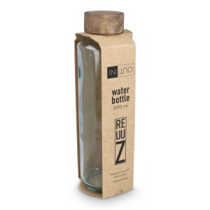 Bouteille d'eau en verre recyclé InSideOut ReuuZ avec bouchon en bois 650 ml 6