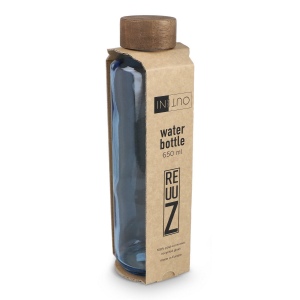 Bouteille d'eau en verre recyclé InSideOut ReuuZ avec bouchon en bois 650 ml 15