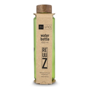 Bouteille d'eau en verre recyclé InSideOut ReuuZ avec bouchon en bois 650 ml 18