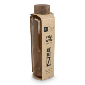 Bouteille d'eau en verre recyclé InSideOut ReuuZ avec bouchon en bois 650 ml 23