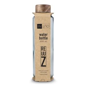Bouteille d'eau en verre recyclé InSideOut ReuuZ avec bouchon en bois 650 ml 7