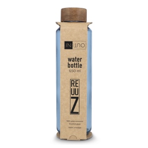 Bouteille d'eau en verre recyclé InSideOut ReuuZ avec bouchon en bois 650 ml 11