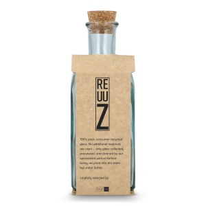 Bouteille en verre recyclé InSideOut Square ReuuZ avec bouchon en liège 500 ml 3