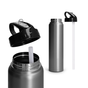 BOUTEILLE GOURDE  INOX 1 L AVEC PAILLE 7