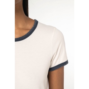T-shirt ringer écoresponsable à bords contrastés effet délavé femme 18