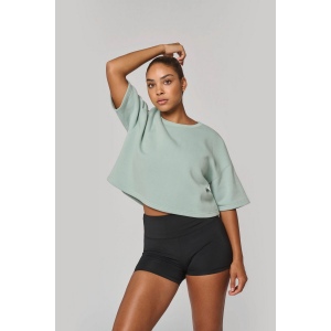 Sweat-shirt crop à manches courtes col rond femme 16