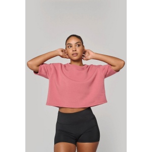 Sweat-shirt crop à manches courtes col rond femme 17
