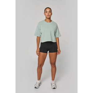 Sweat-shirt crop à manches courtes col rond femme 9