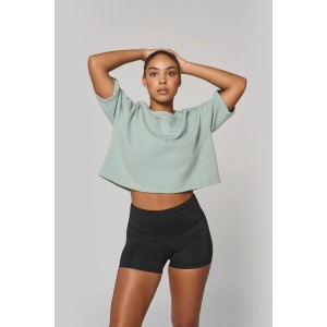 Sweat-shirt crop à manches courtes col rond femme 15
