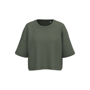 Sweat-shirt crop à manches courtes col rond femme 6