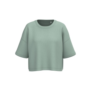 Sweat-shirt crop à manches courtes col rond femme 5