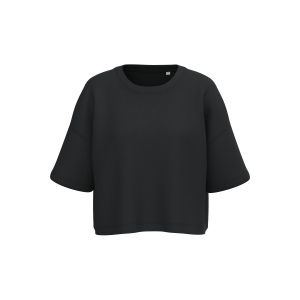 Sweat-shirt crop à manches courtes col rond femme 3