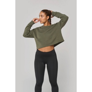 Sweat-shirt crop col rond femme