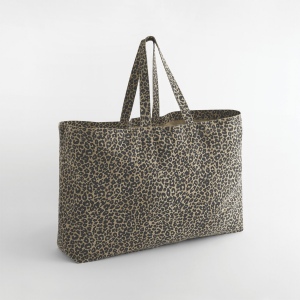 Sac cabas oversize en toile  imprimé léopard 2