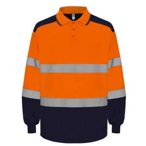 Polo bicolore manches longues haute visibilité