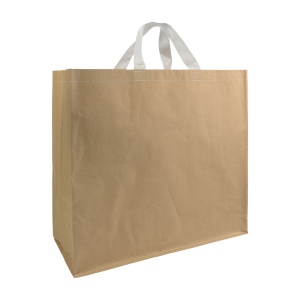 Shopper avec soufflet en papier avec intérieur en PP 140 g/m2, anses courtes 4