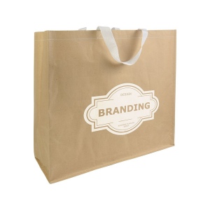 Shopper avec soufflet en papier avec intérieur en PP 140 g/m2, anses courtes 5