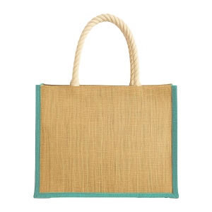 Sac en jute avec longues anses en corde et inserts colores. Avec soufflet 7