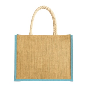 Sac en jute avec longues anses en corde et inserts colores. Avec soufflet 8