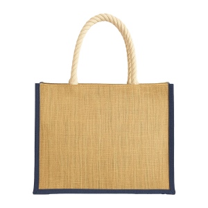 Sac en jute avec longues anses en corde et inserts colores. Avec soufflet 9