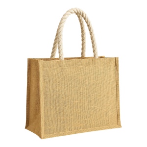 Sac en jute avec longues anses en corde et inserts colores. Avec soufflet 2