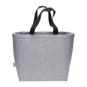 Sac en coton recycle 340 g/m2 avec effet melange. Longues anses colorees et souffle 7