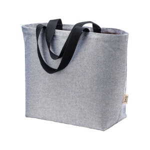 Sac en coton recycle 340 g/m2 avec effet melange. Longues anses colorees et souffle 4