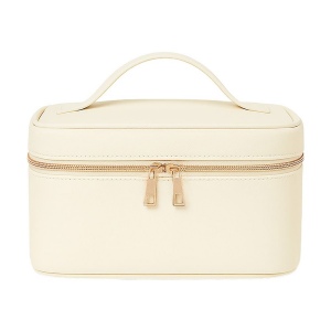 Grande trousse de beauté en polyuréthane saffiano grain fin de couleur pastel 5
