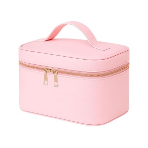 Grande trousse de beauté en polyuréthane saffiano grain fin de couleur pastel 3