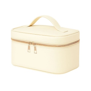 Grande trousse de beauté en polyuréthane saffiano grain fin de couleur pastel 2