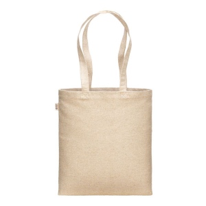 Tote bag en coton recycle 300 g/m2 avec effet melange. Longues anses 7