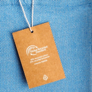 Tote bag en coton recycle 300 g/m2 avec effet melange. Longues anses 15