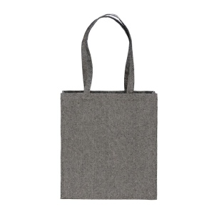 Tote bag en coton recycle 300 g/m2 avec effet melange. Longues anses et soufflet 15