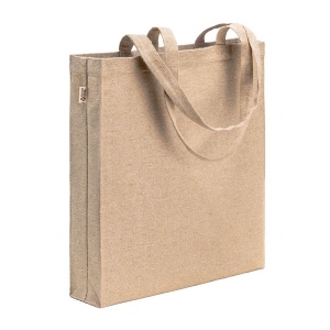 Tote bag en coton recycle 300 g/m2 avec effet melange. Longues anses et soufflet 2