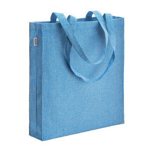 Tote bag en coton recycle 300 g/m2 avec effet melange. Longues anses et soufflet 3