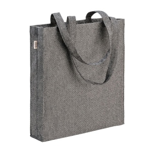 Tote bag en coton recycle 300 g/m2 avec effet melange. Longues anses et soufflet 6