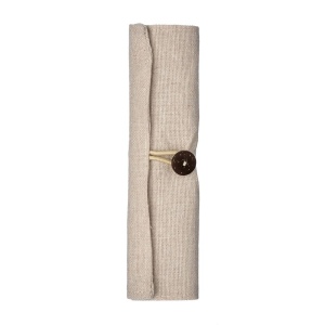 Trousse en coton à enrouler. Fermeture par bouton et élastique 3