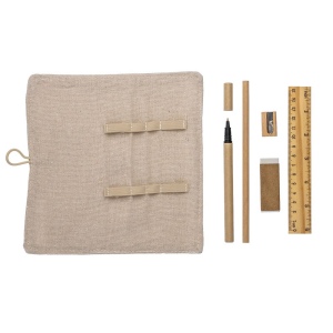 Trousse en coton à enrouler. Fermeture par bouton et élastique 6