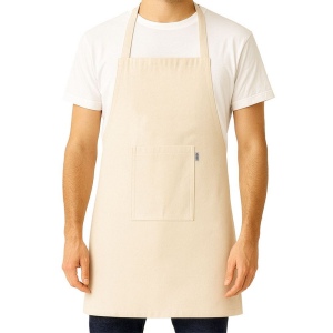 Tablier de cuisine long en coton recyclé (180 g/m2). Poche frontal 3