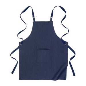 Tablier de cuisine long en denim de coton recyclé (220 g/m2). Poche frontale 2