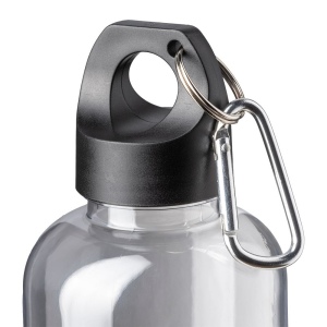 Bouteille transparente en PET recycle 580 ml. Bouchon en plastique avec mousqueton 10