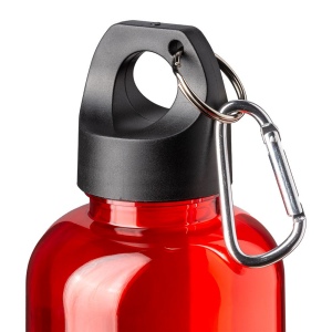 Bouteille transparente en PET recycle 580 ml. Bouchon en plastique avec mousqueton 14