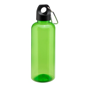 Bouteille transparente en PET recycle 580 ml. Bouchon en plastique avec mousqueton 2