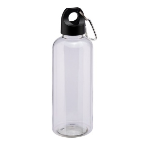 Bouteille transparente en PET recycle 580 ml. Bouchon en plastique avec mousqueton 3