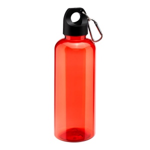 Bouteille transparente en PET recycle 580 ml. Bouchon en plastique avec mousqueton 7