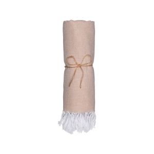 Serviette de plage en coton recycle 150 g/m2. Effet melange et franges 30