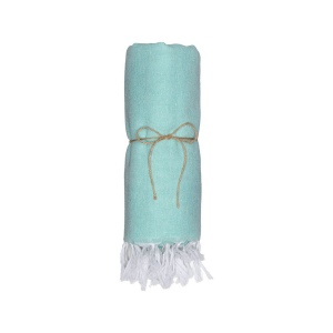 Serviette de plage en coton recycle 150 g/m2. Effet melange et franges 18
