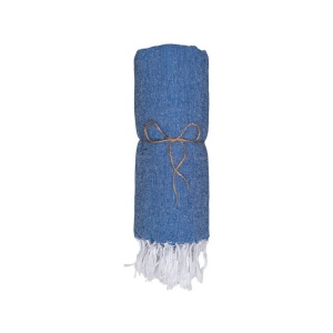 Serviette de plage en coton recycle 150 g/m2. Effet melange et franges 36